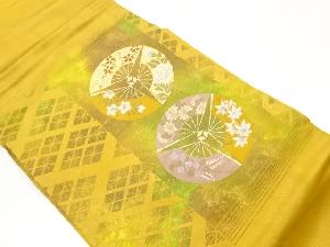 引箔菱に扇丸文模様織出し名古屋帯